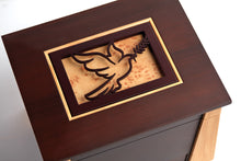 Dark Cherry Bamboo Adult Cremation Urn with Dove Design - Artistic