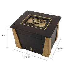 Dark Cherry Bamboo Adult Cremation Urn with Dove Design - Dimensions