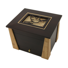 Dark Cherry Bamboo Adult Cremation Urn with Dove Design