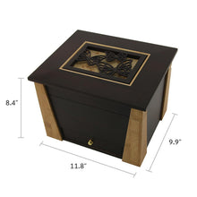 Dark Cherry Bamboo Adult Cremation Urn with Butterfly Design - Dimensions