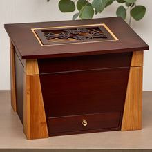 Dark Cherry Bamboo Adult Cremation Urn with Butterfly Design - Lifestyle