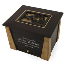 Dark Cherry Bamboo Adult Cremation Urn with Butterfly Design - Personalized