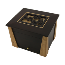 Dark Cherry Bamboo Adult Cremation Urn with Butterfly Design