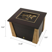 Dark Cherry Bamboo Adult Cremation Urn with Cardinal Design - Dimensions