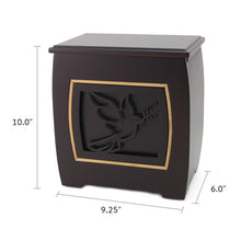 Dark Cherry MDF Bamboo Framed Dove Adult Cremation Urn - Dimensions