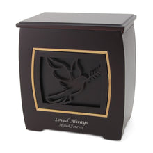 Dark Cherry MDF Bamboo Framed Dove Adult Cremation Urn - Personalized