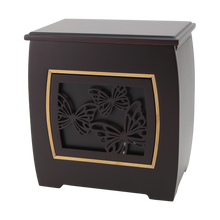 Dark Cherry MDF Bamboo Framed Butterfly Adult Cremation Urn