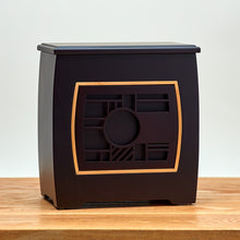 Dark Cherry MDF Bamboo Framed Geometric Adult Cremation Urn - Lifestyle