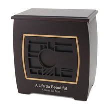 Dark Cherry MDF Bamboo Framed Geometric Adult Cremation Urn - Personalized