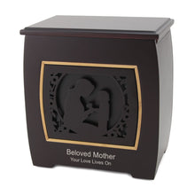 Dark Cherry MDF Bamboo Framed Mother & Child Adult Cremation Urn - Personalized