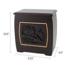 Dark Cherry MDF Bamboo Framed Cardinal Adult Cremation Urn - Dimensions
