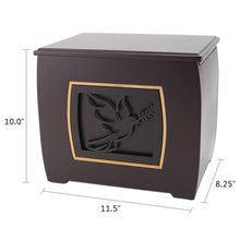 Dark Cherry MDF Bamboo Framed Dove Extra Large Cremation Urn - Dimensions