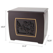 Dark Cherry MDF Bamboo Framed Butterfly Extra Large Cremation Urn - Dimensions