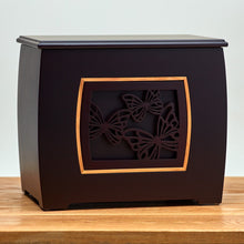 Dark Cherry MDF Bamboo Framed Butterfly Extra Large Cremation Urn - Lifestyle