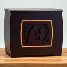 Dark Cherry MDF Bamboo Framed Mother & Child Extra Large Cremation Urn - Lifestyle