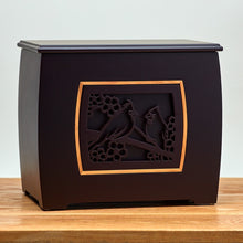 Dark Cherry MDF Bamboo Framed Cardinal Extra Large Cremation Urn - Lifestyle