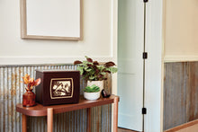 Dark Cherry MDF Bamboo Framed Cardinal Extra Large Cremation Urn - Lifestyle