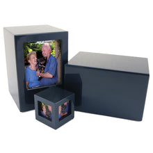 Navy Blue Gloss MDF Box Adult Cremation Urn - Size