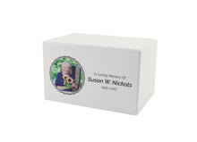 White Gloss MDF Box Adult Cremation Urn - Photo Print