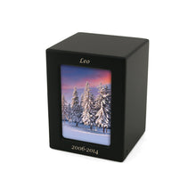 Black MDF Extra Small Photo Display Pet Cremation Urn - Personalized