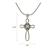 Pewter Stainless Steel Infinity Cross Cremation Jewelry - Dimensions
