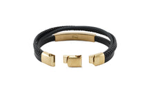 Black Triple Band Leather Bronze Cremation Charm - Artistic