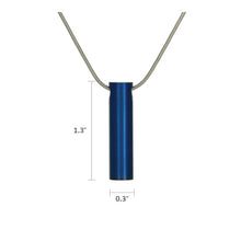 Blue Cylinder Pendant Pet Cremation Jewelry - Dimensions
