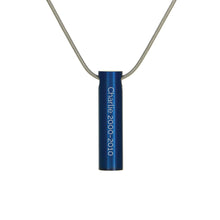 Blue Cylinder Pendant Pet Cremation Jewelry - Personalized