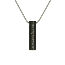 Onyx Cylinder Two Paw Print Pet Cremation Pendant - Personalized