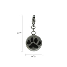 Black Paw Print Charm Pet Cremation Jewelry - Dimensions