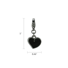 Black Enameled Heart Charm Pet Cremation Jewelry - Dimensions