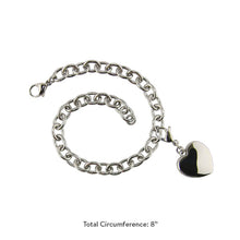 Stainless Steel Heart Cremation Bracelet - Dimensions