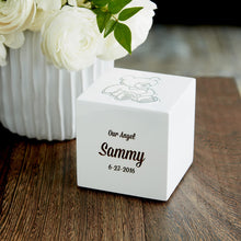 Teddy Bear Design Glossy White Small Cremation Urn - Lifestyle