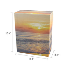 Sunset Hardboard Beach Scene Adult Cremation Urn - Dimensions