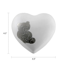 Pewter Teddy Bear Heart Small Cremation Urn - Dimensions