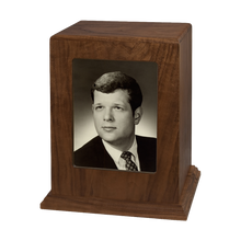 Wooden Vertical Photo Display Cremation Urn with 5x7 Photo Frame