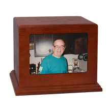 Wooden Horizontal Photo Display Cremation Urn with 6x4 Photo Display