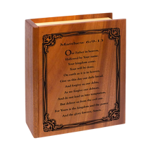 Wooden Book-Style Cremation Urn with The Lords Prayer Design