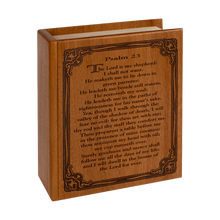 Wooden Book-Style Cremation Urn with Psalm 23 Design