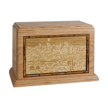 Wooden Cremation Urn with Four Peaks 3D Inlay Design