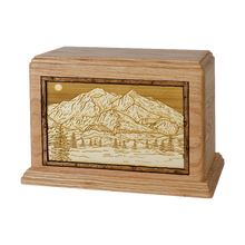 Wooden Cremation Urn with Mt. McKinley 3D Inlay Design