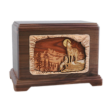 Wooden Hampton Style Cremation Urn with Moonlight Serenade 3D Inlay Design