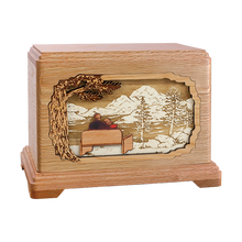 Wooden Hampton Style Cremation Urn with My Soul Mate 3D Inlay Design