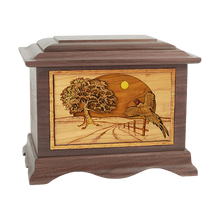 Wooden Ambassador Style Cremation Urn with Pheasant in the Heartland 3D Inlay Design