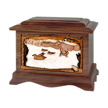 Wooden Ambassador Style Cremation Urn with Marshland Melody 3D Inlay Design