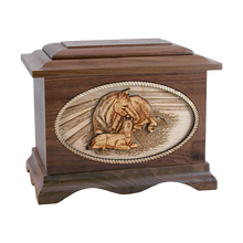 Wooden Ambassador Style Cremation Urn with Mother's Love 3D Inlay Design