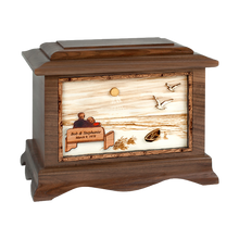 Wooden Ambassador Style Cremation Urn with My Soul Mate at the Beach 3D Inlay Design