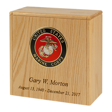 Military Niche Wooden Cremation Urn with Marine Corps Medallion