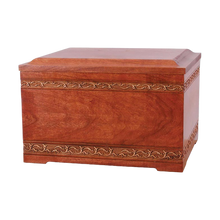 Cherry Wood Cremation Urn with Sculpted Art Carving