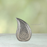 Teardrop Medium Silver Flower Brass Urn